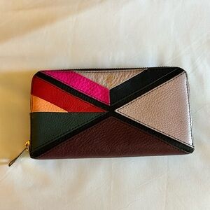 Fossil Colorblock Leather Full Zip Wallet